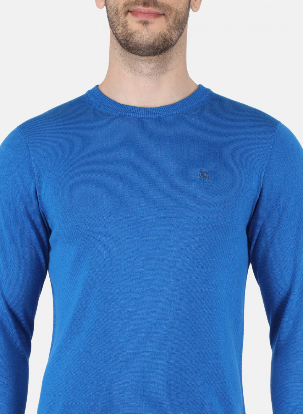 Men Royal Blue Solid Pullover
