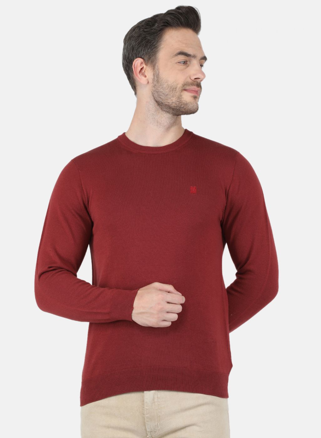 Men Brown Solid Sweater