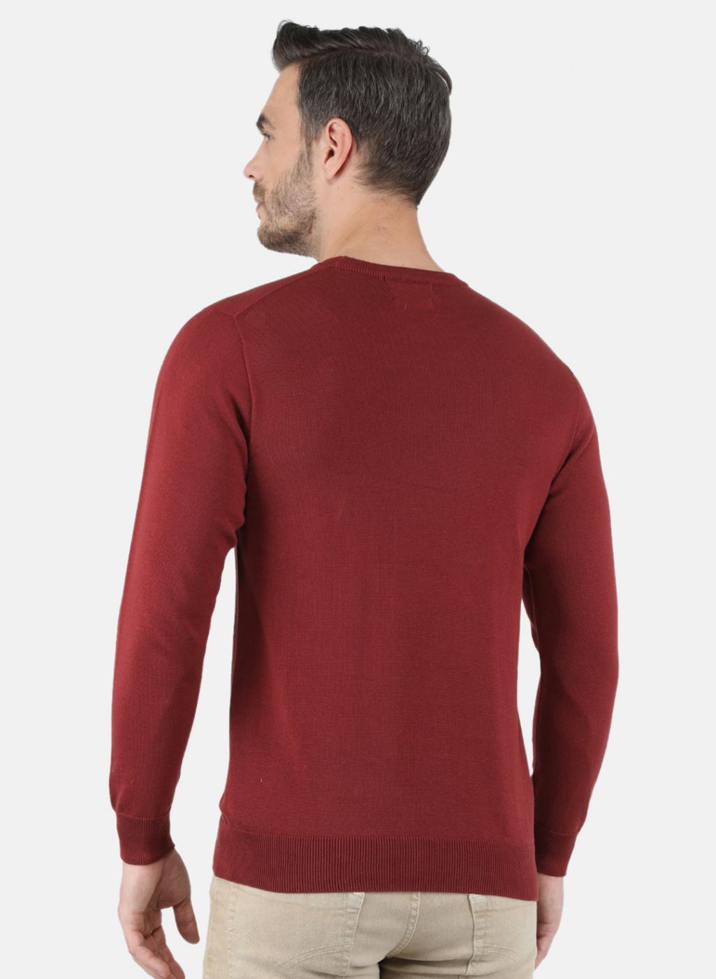 Men Brown Solid Sweater