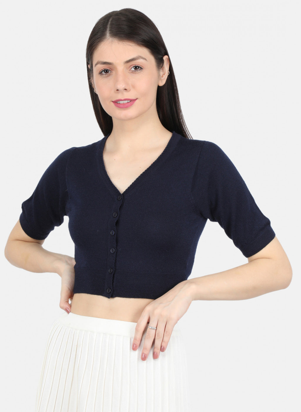 Women Navy Blue Solid Blouse