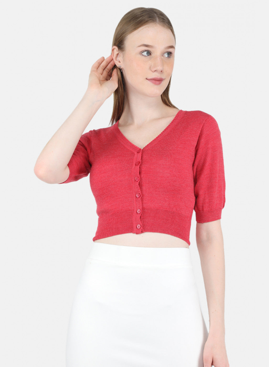 Women Coral Pink Solid Blouse