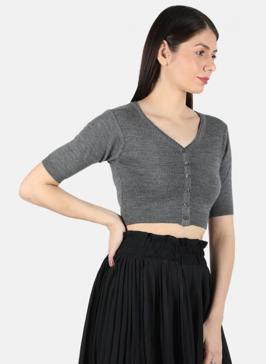 Women Grey Solid Blouse