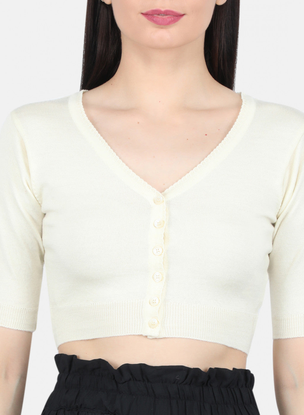 Women Off White Solid Blouse