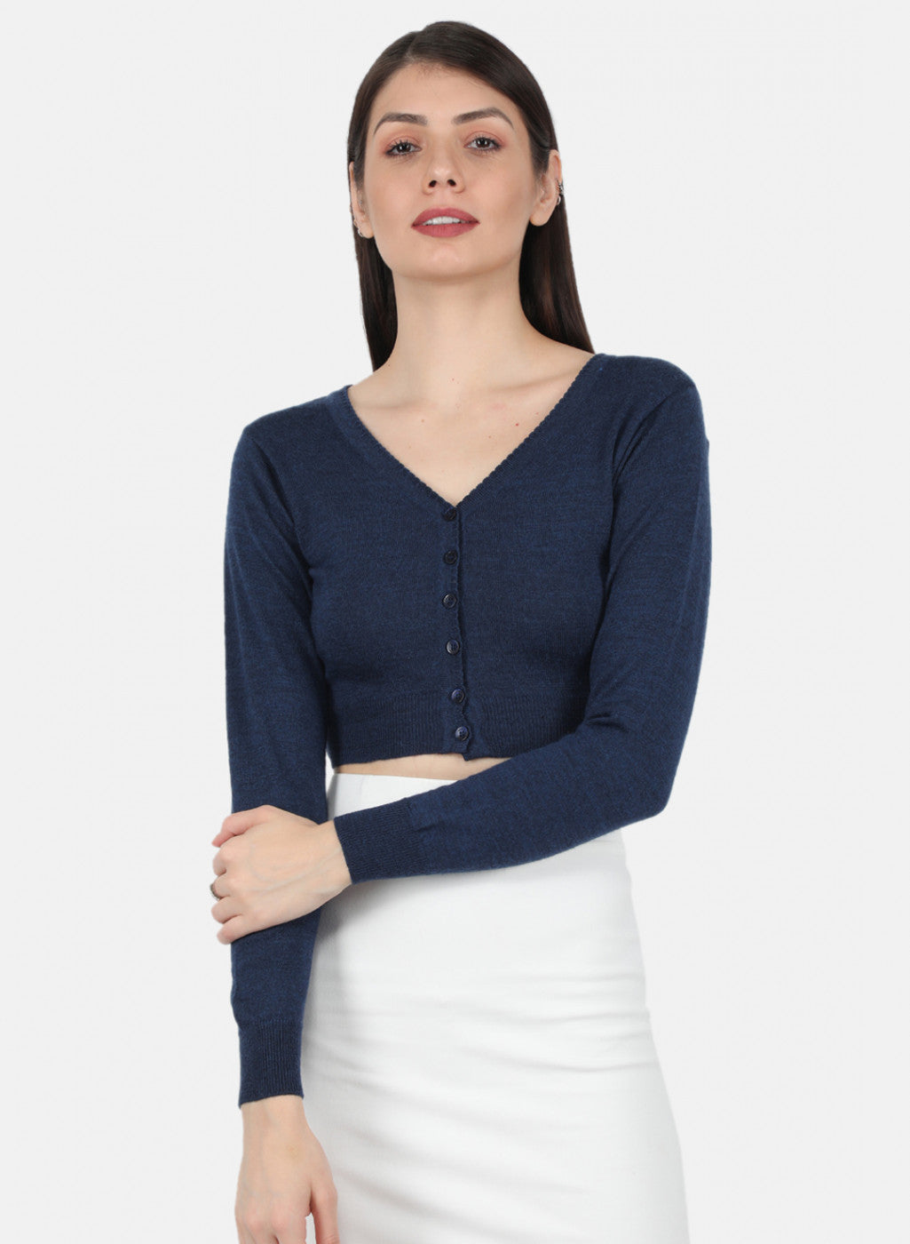 Women Navy Blue Solid Blouse