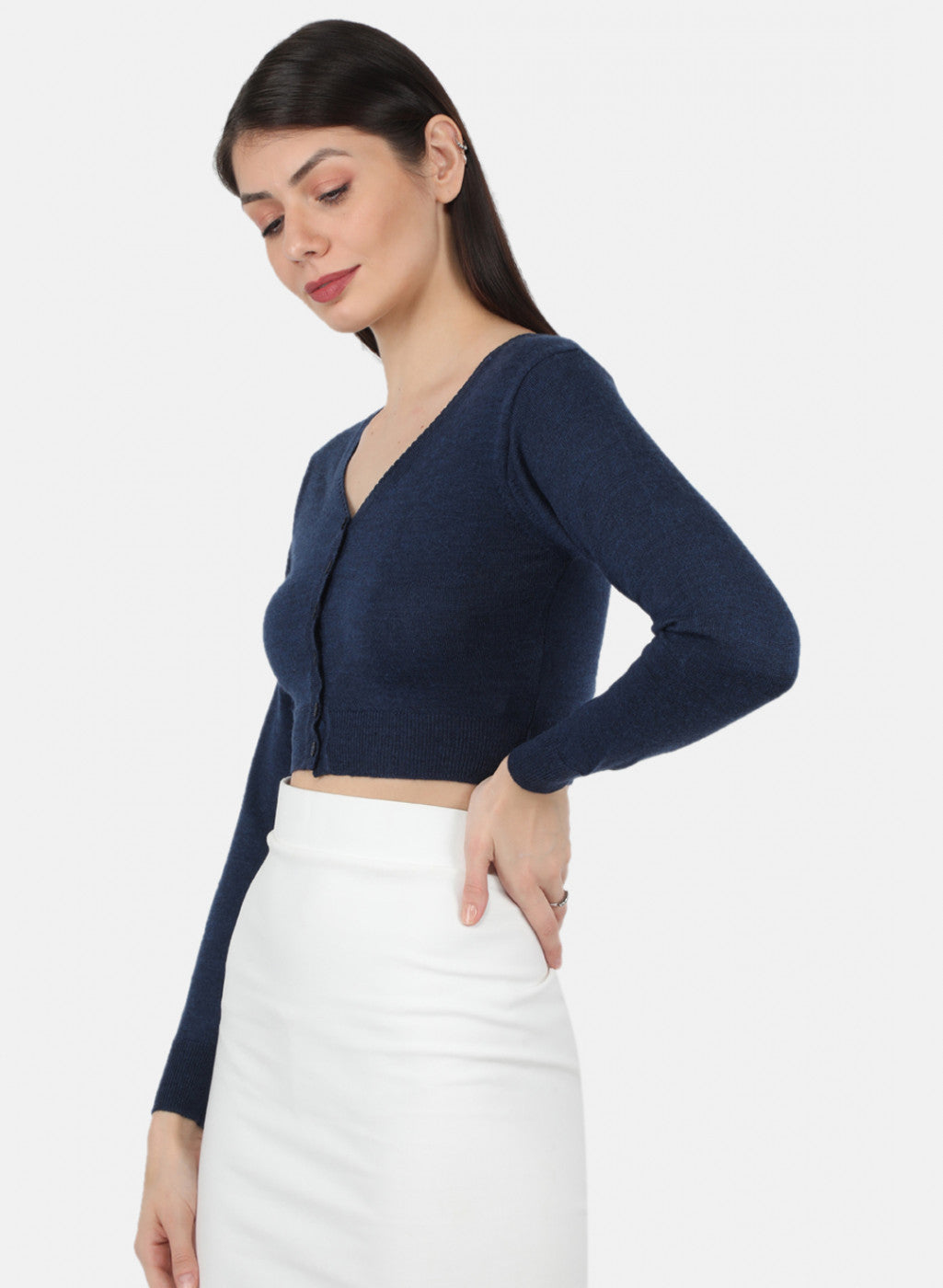 Women Navy Blue Solid Blouse
