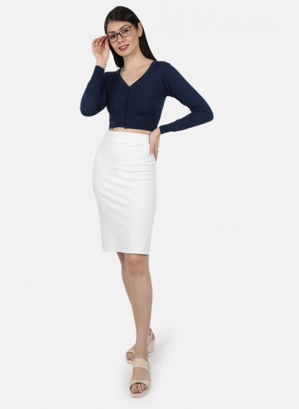 Women Navy Blue Solid Blouse