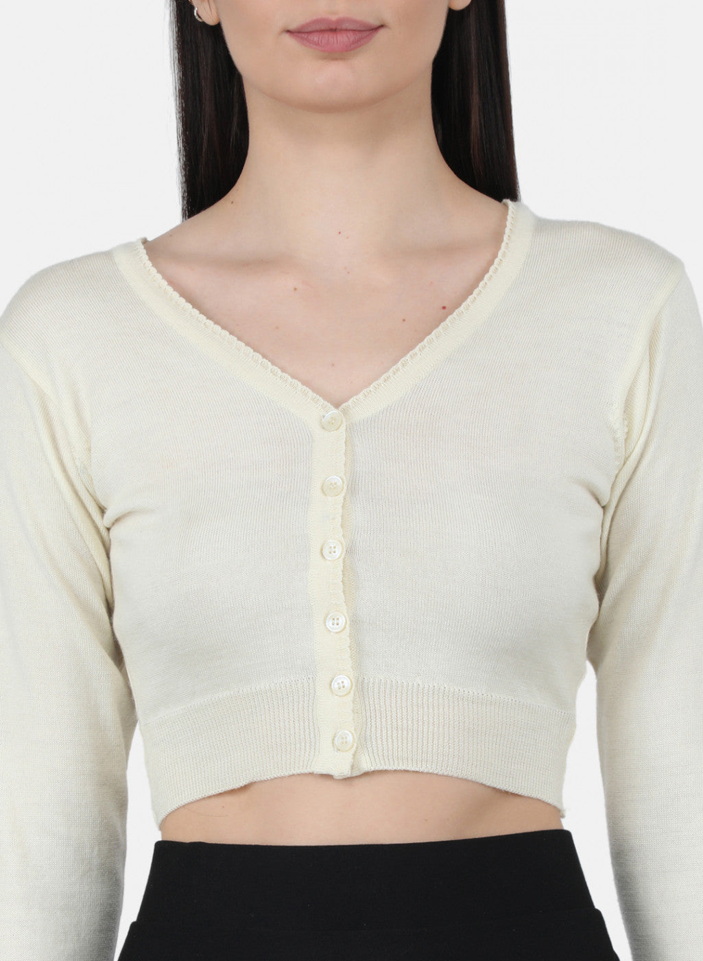 Women Off White Solid Blouse