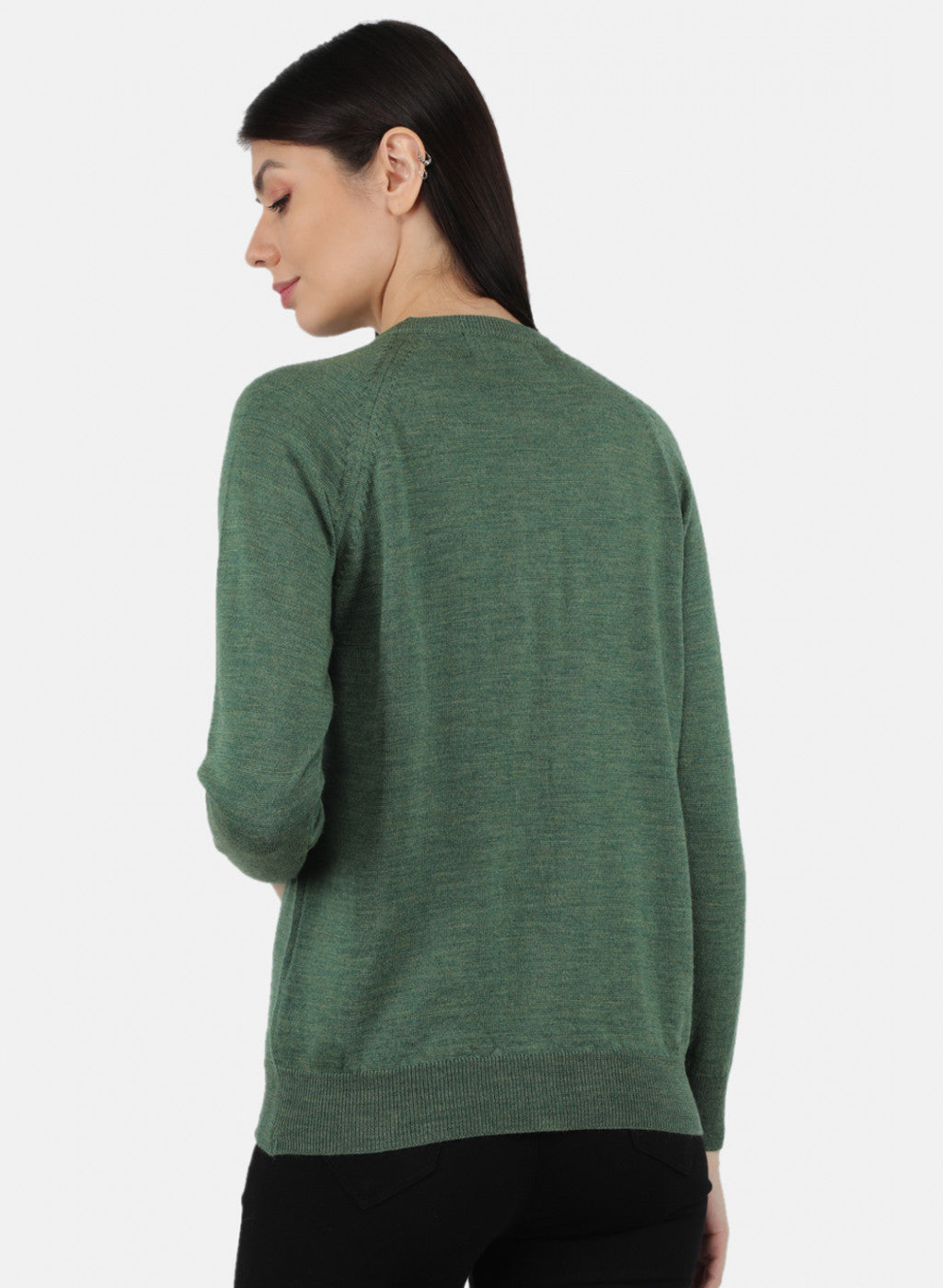 Women Green Solid Cardigan