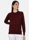 Women Maroon Solid Cardigan