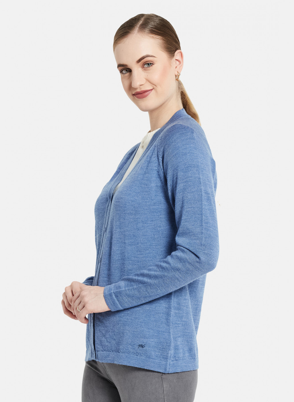 Women Blue Solid Cardigan