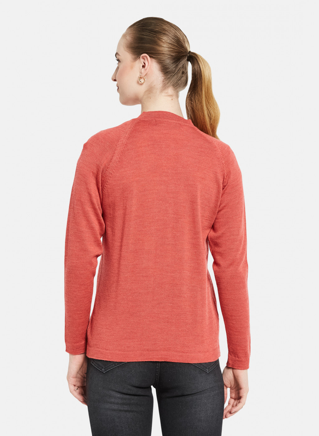 Women Light Red Solid Cardigan