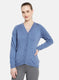 Women Blue Solid Cardigan