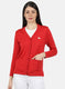 Women Red Solid Cardigan