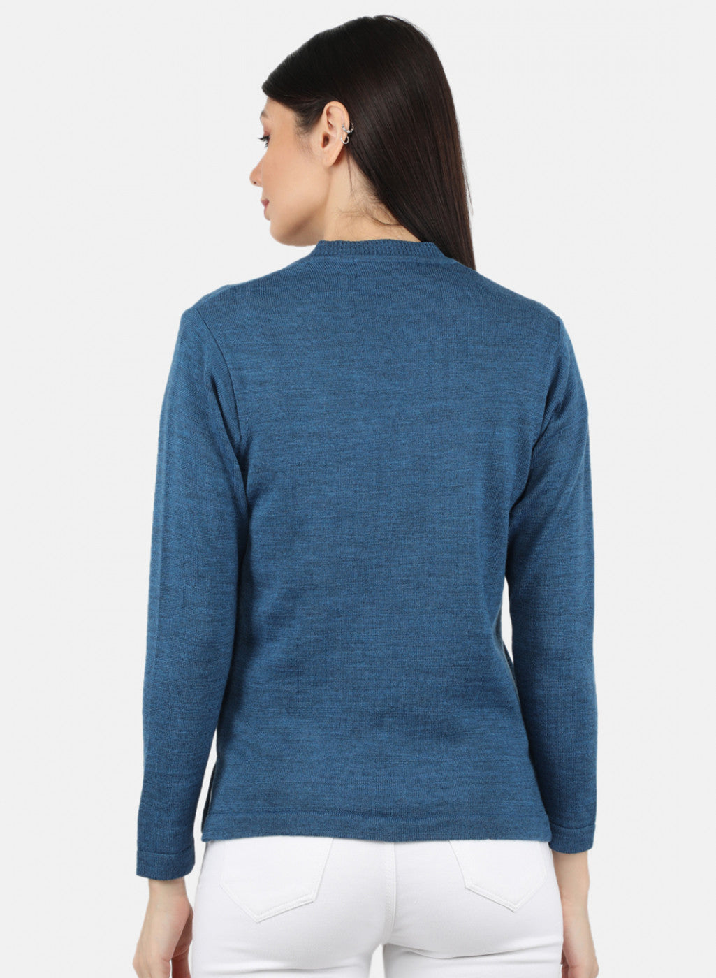 Women Blue Solid Cardigan