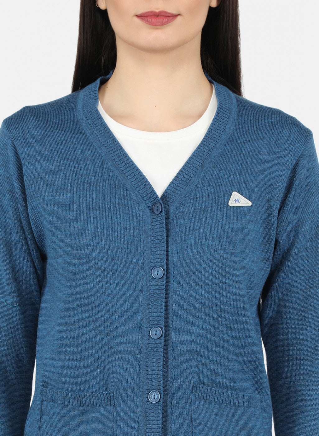 Women Blue Solid Cardigan