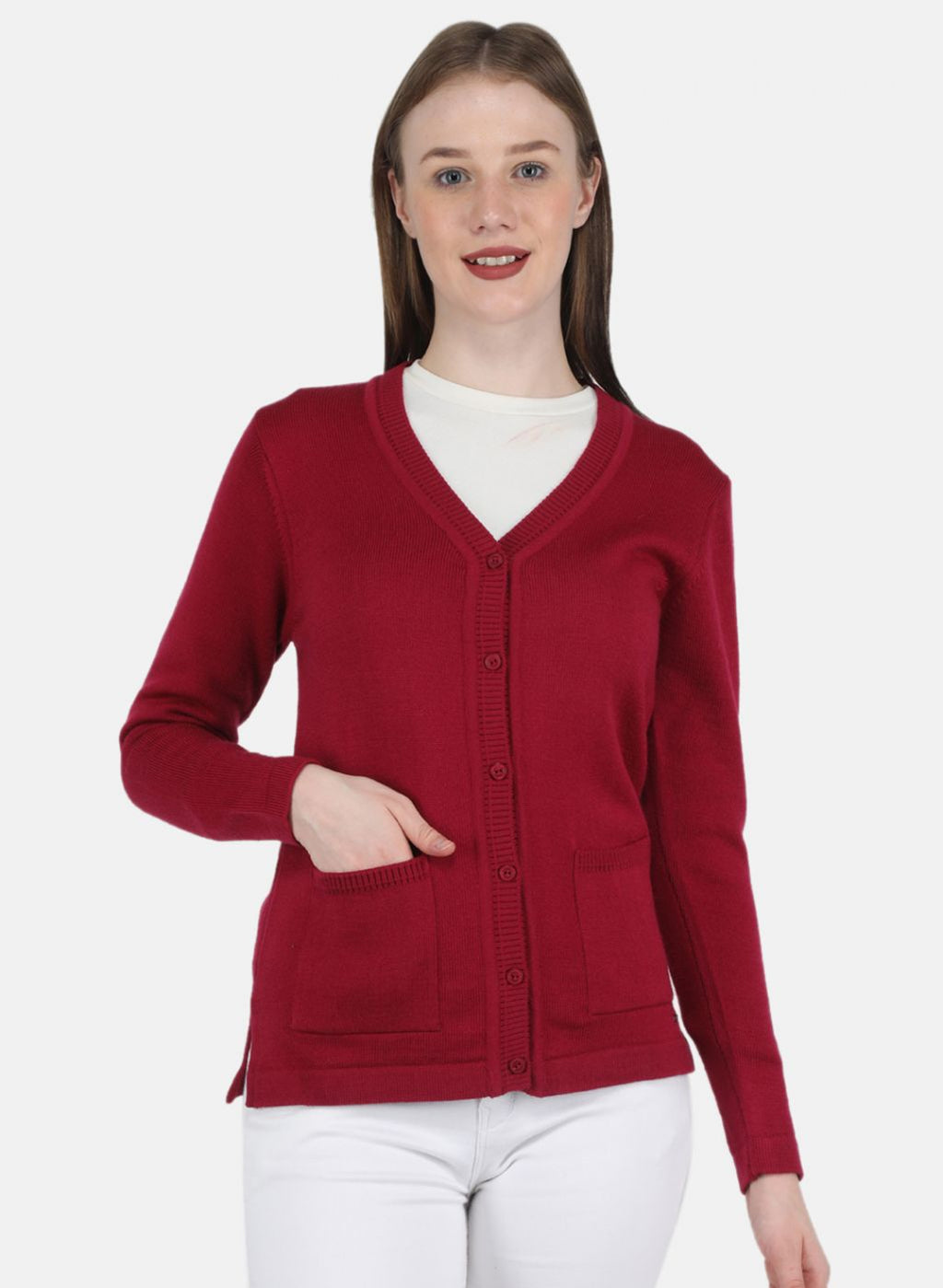Women Purple Solid Cardigan