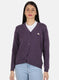Women Purple Solid Cardigan