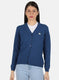 Women Blue Solid Cardigan