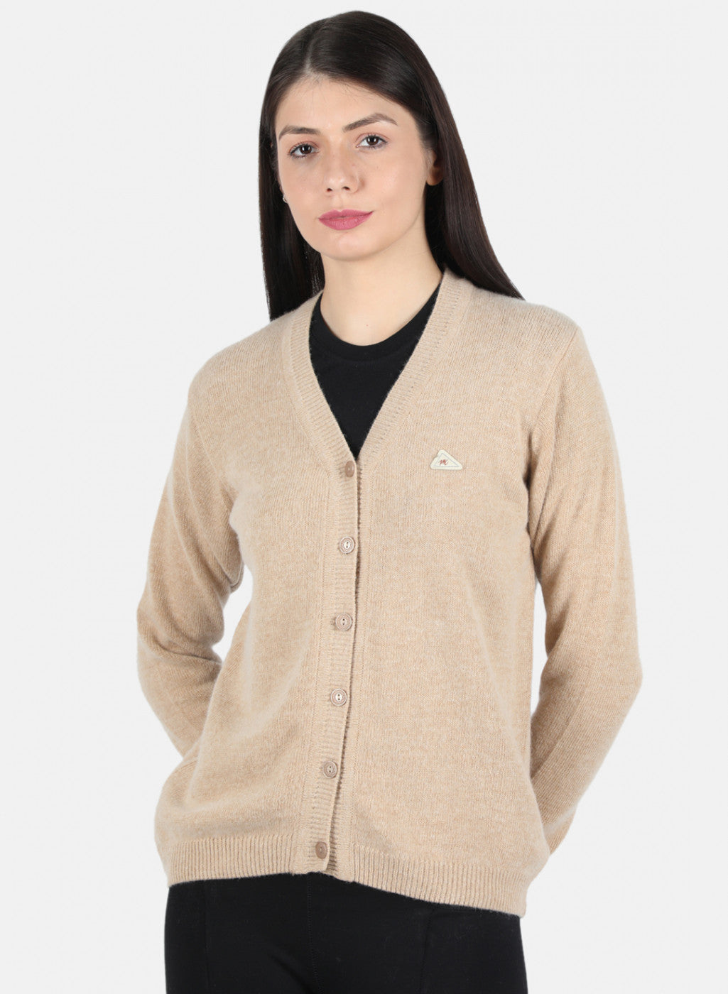 Women Beige Solid Cardigan