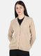 Women Beige Solid Cardigan
