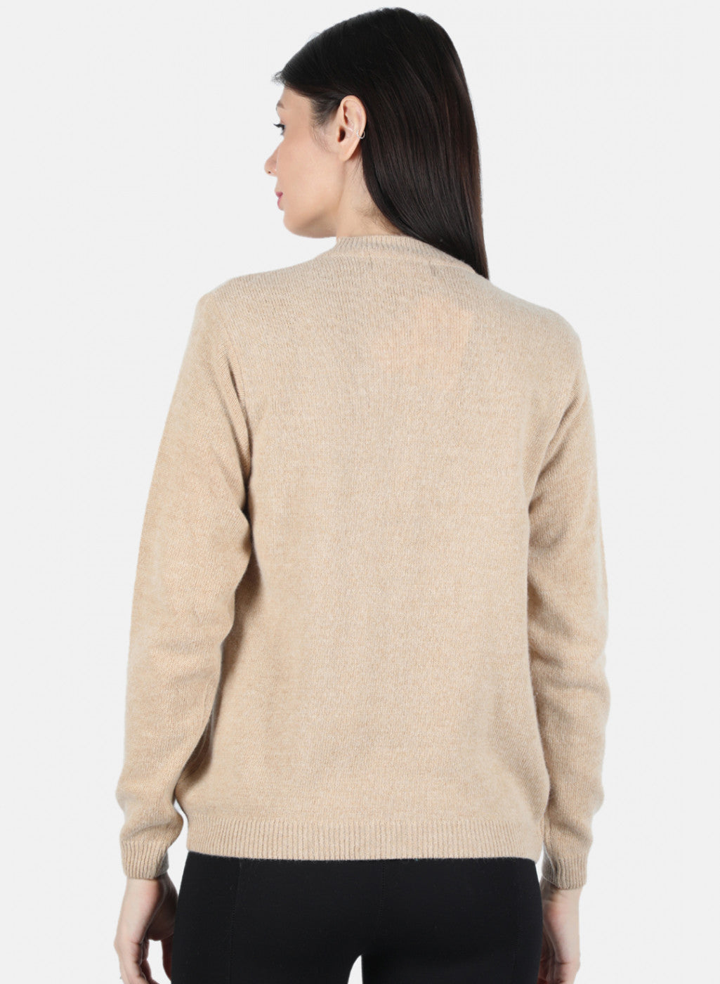 Women Beige Solid Cardigan