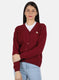 Women Red Solid Cardigan
