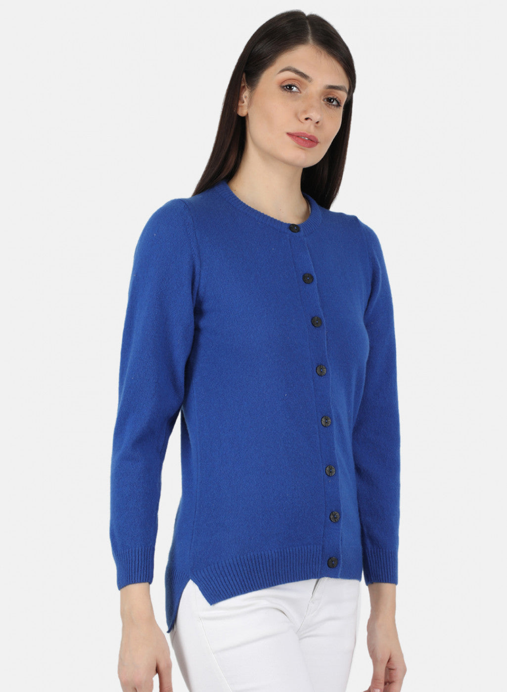 Women Royal Blue Solid Cardigan