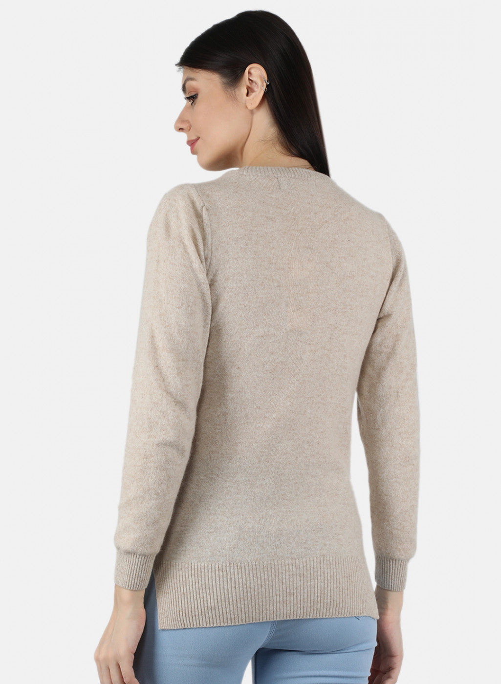 Women Beige Solid Cardigan