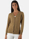 Women Khaki Solid Cardigan