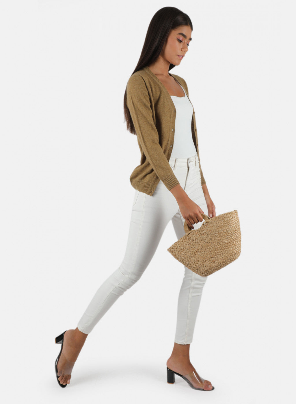 Women Khaki Solid Cardigan