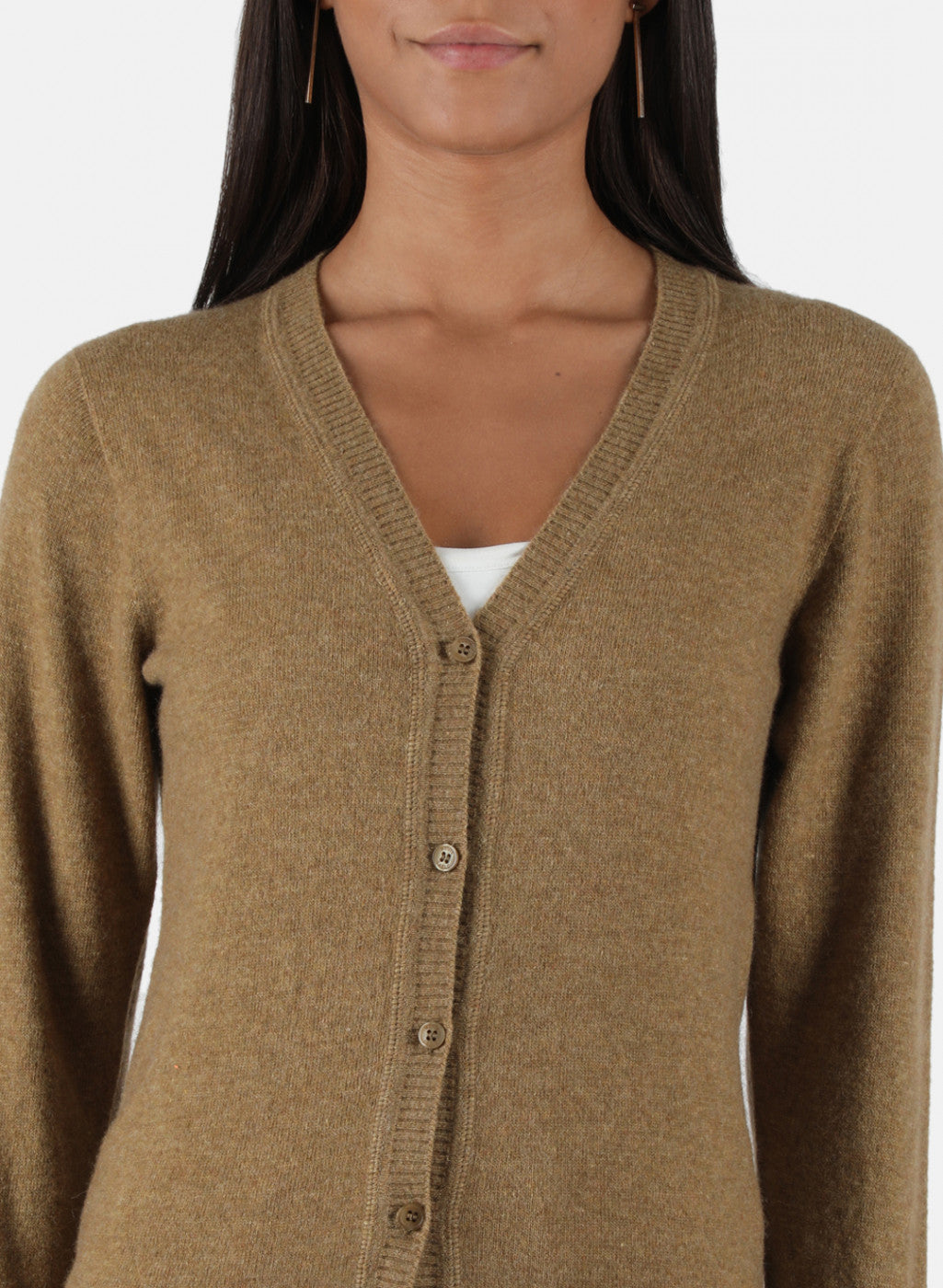 Women Khaki Solid Cardigan