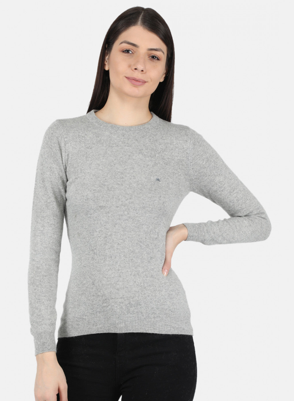 Women Grey Solid Winter Top