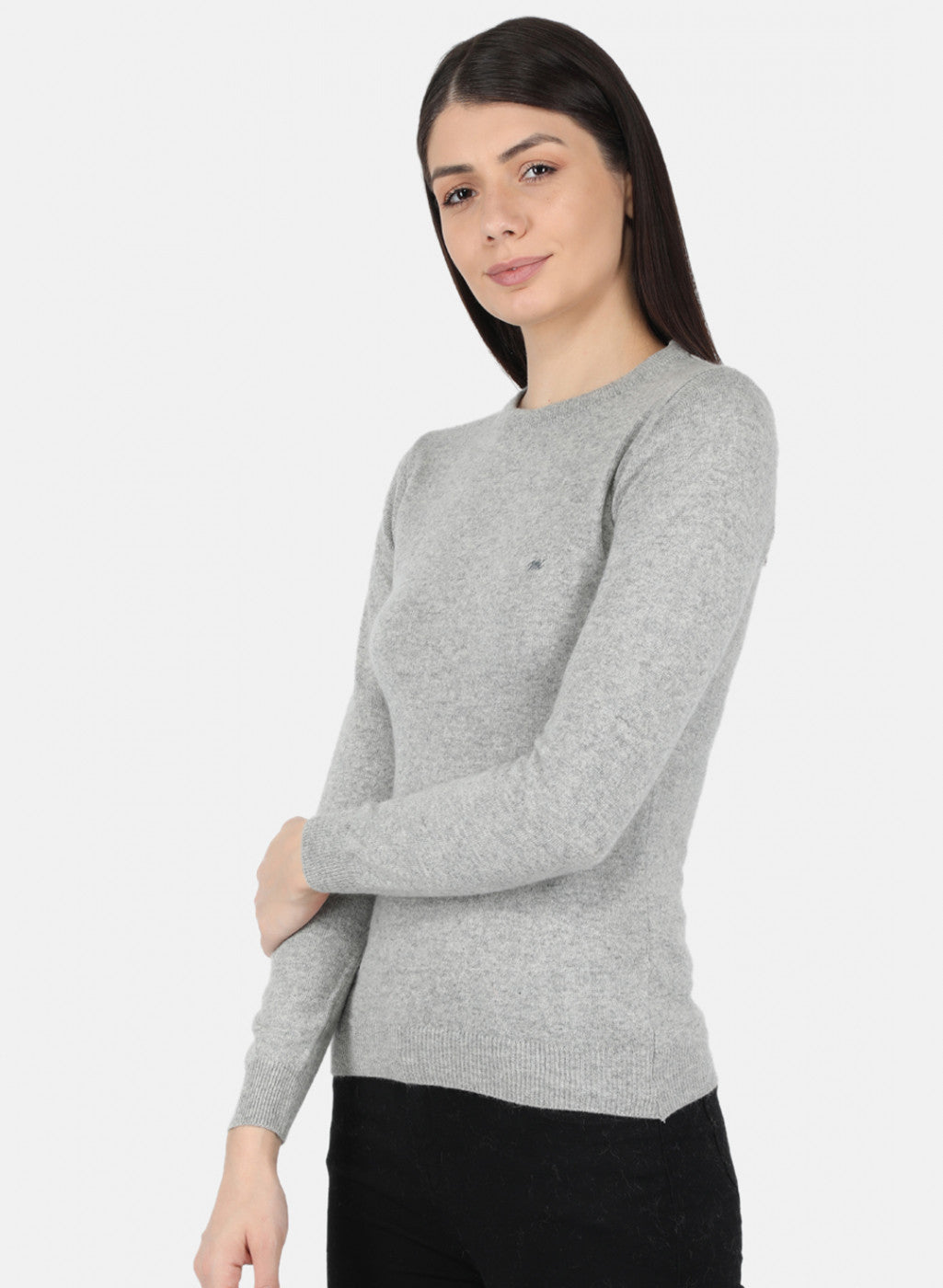 Women Grey Solid Winter Top