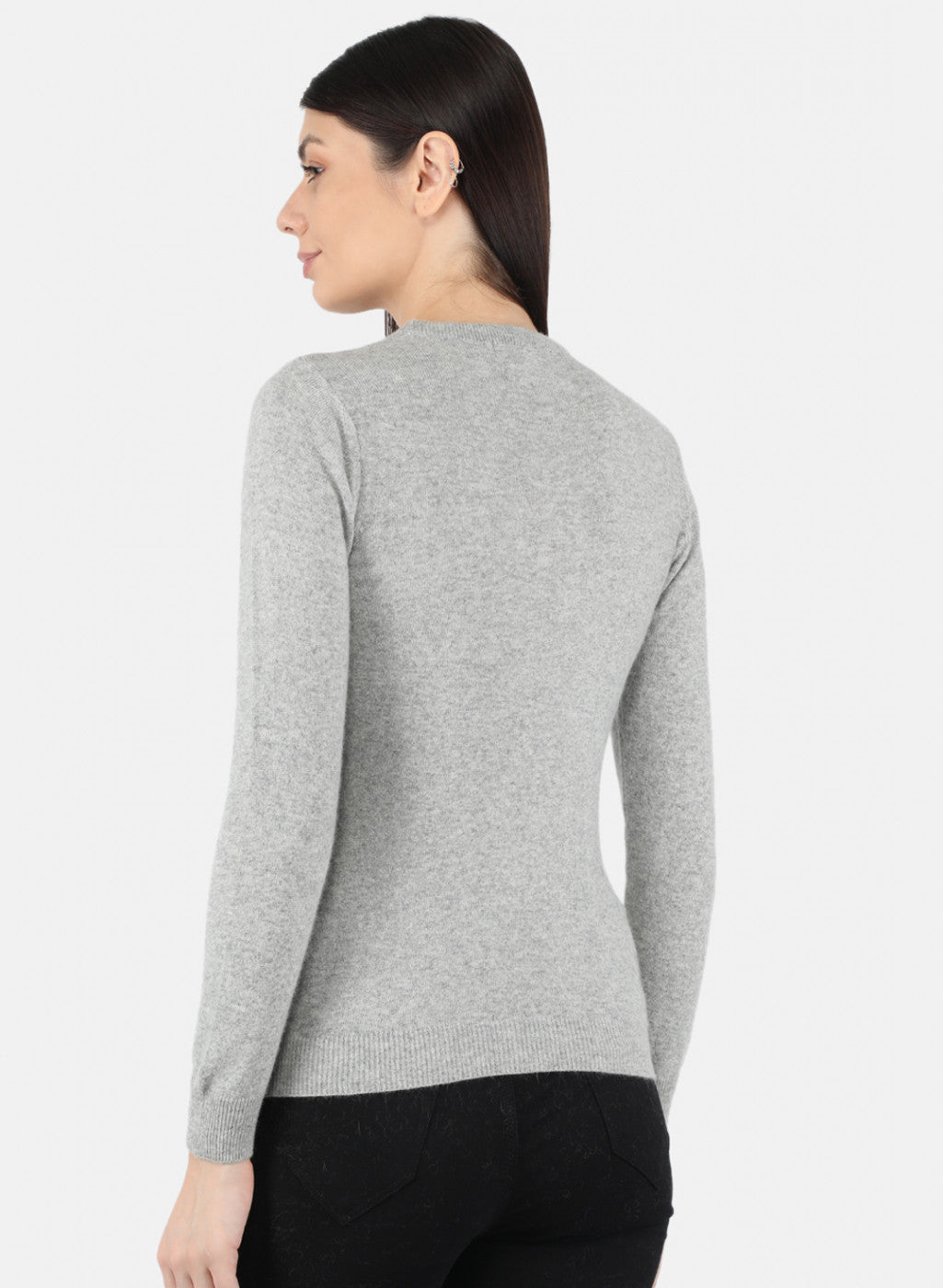 Women Grey Solid Winter Top