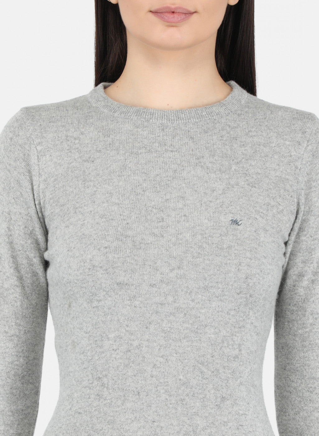 Women Grey Solid Winter Top