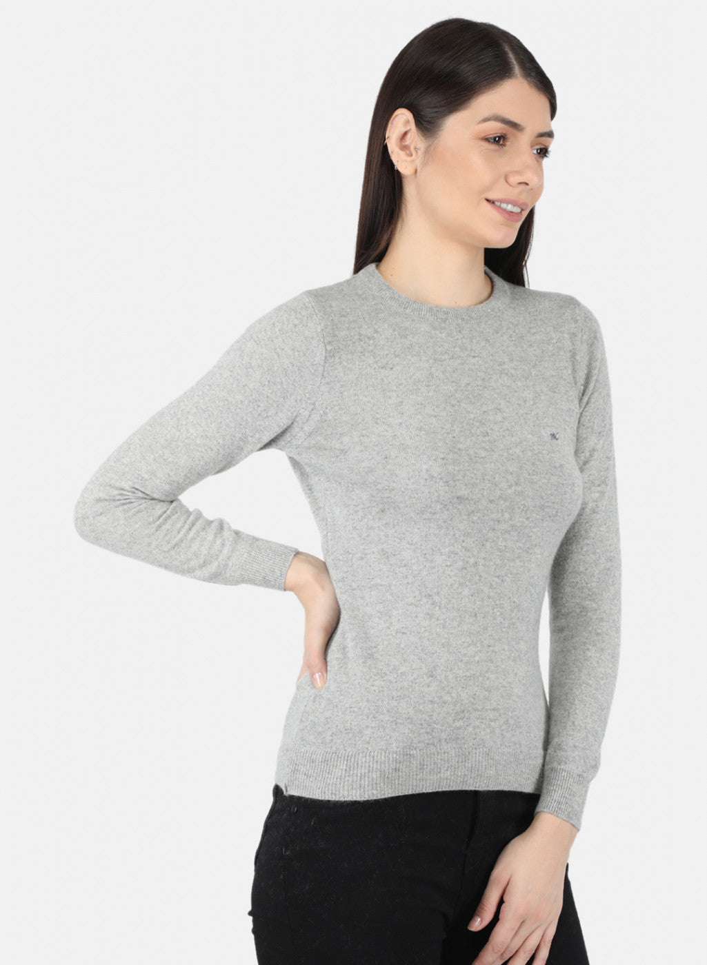 Women Grey Solid Winter Top