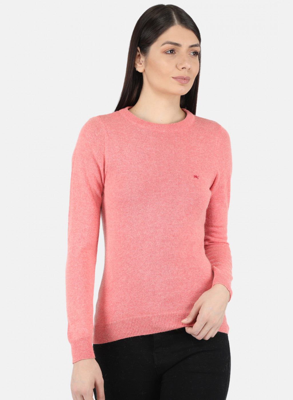 Women Peach Solid Winter Top