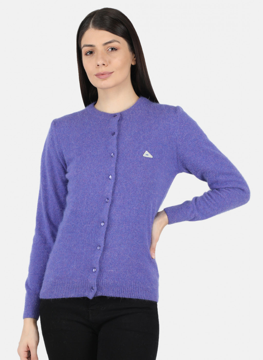 Women Purple Solid Cardigan