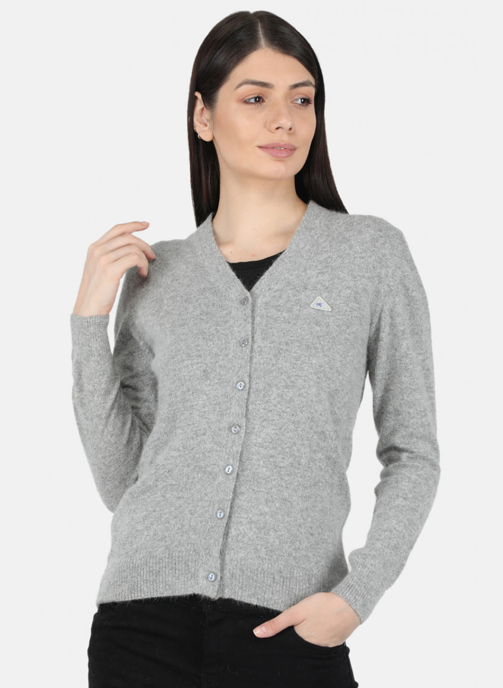 Women Grey Solid Cardigan