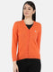Women Orange Solid Cardigan