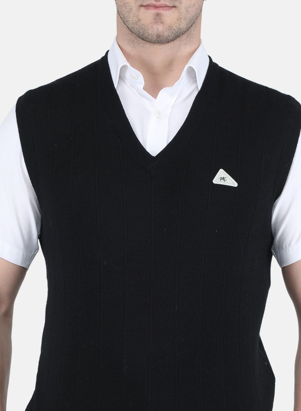 Men Black Solid Sweater