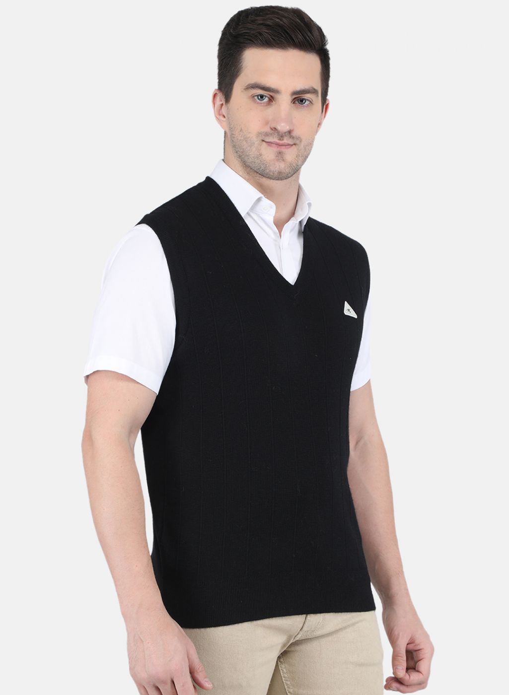 Men Black Solid Sweater