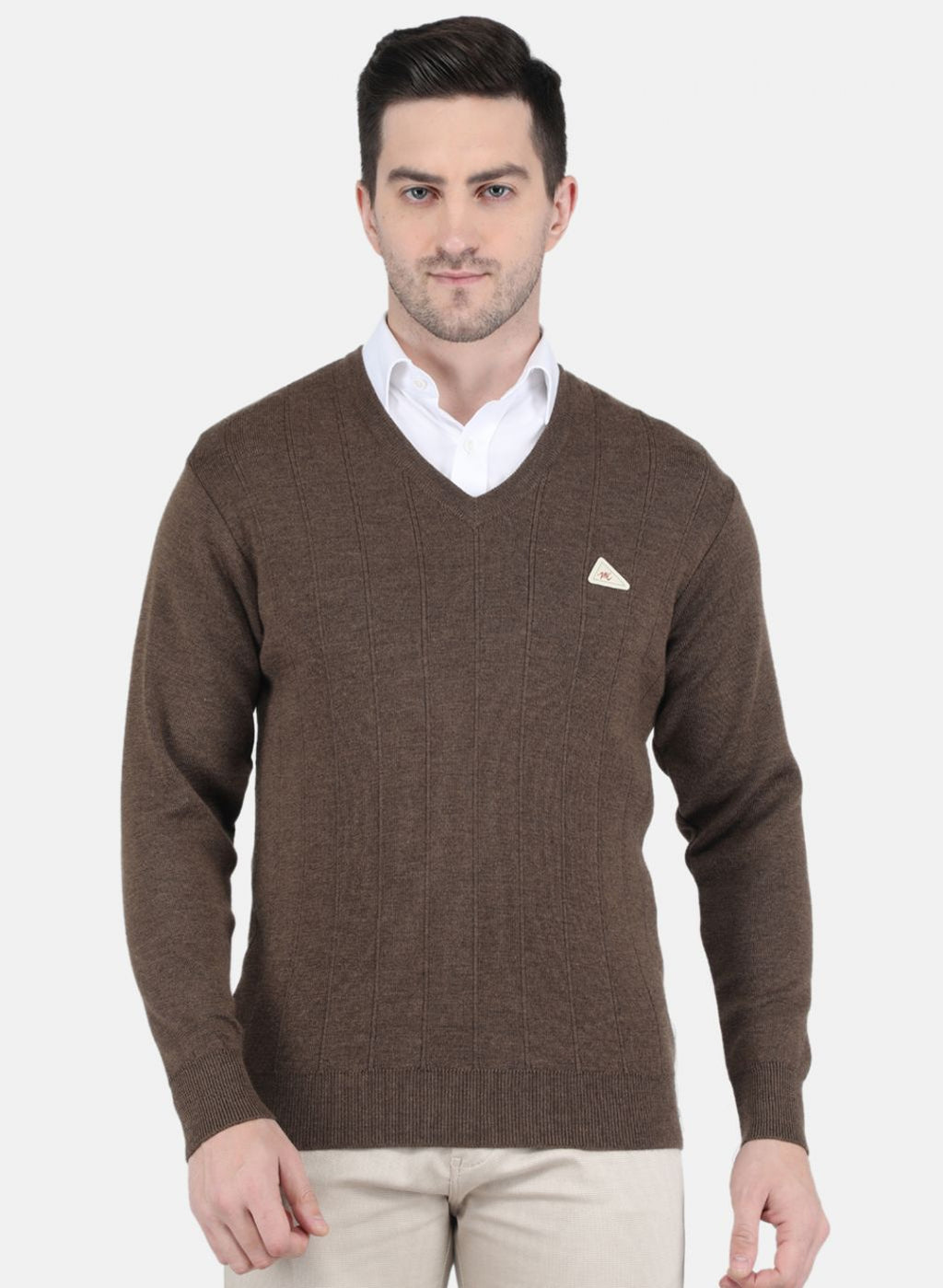 Men Brown Solid Pullover