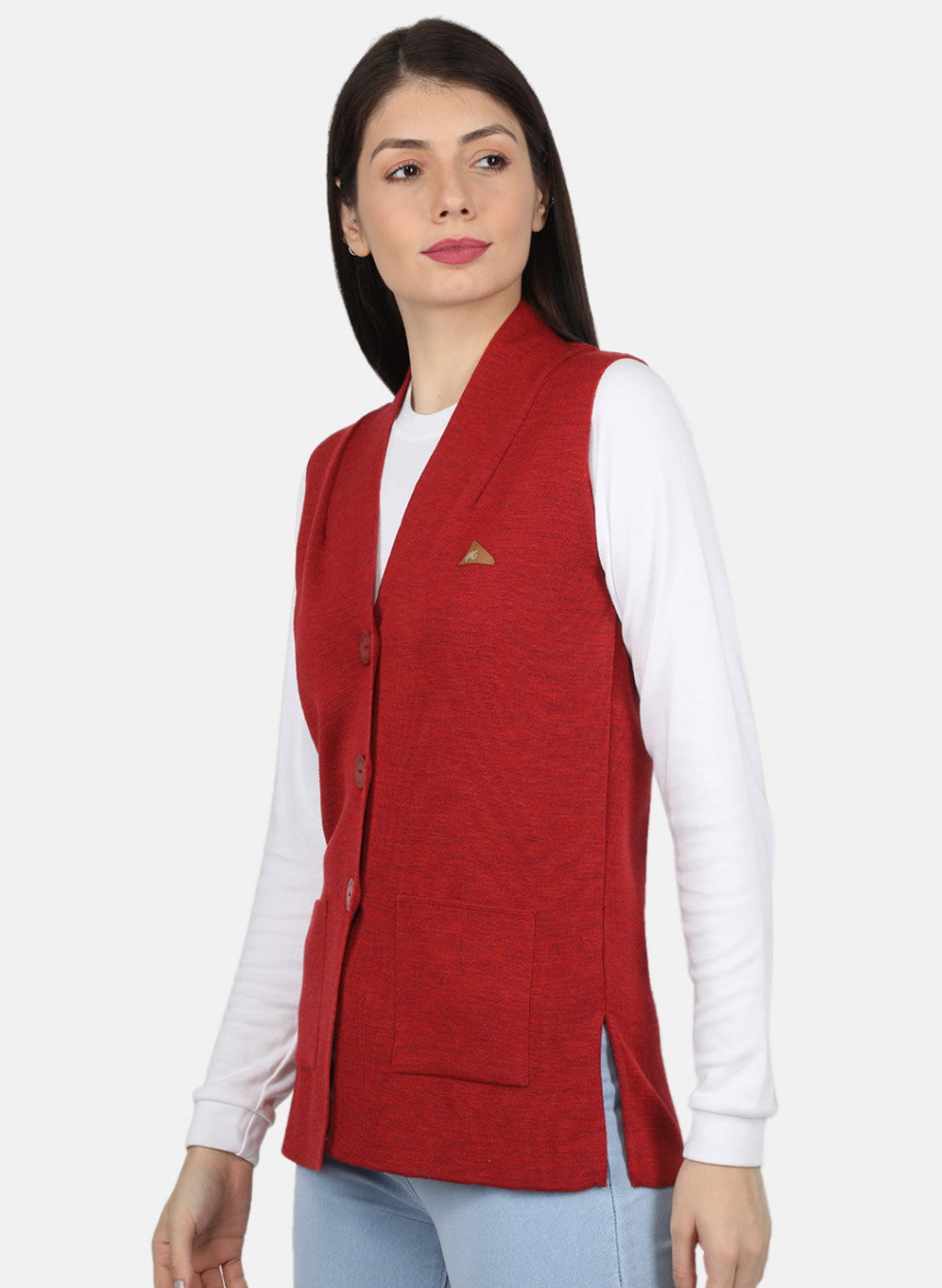Women Red Solid Cardigan