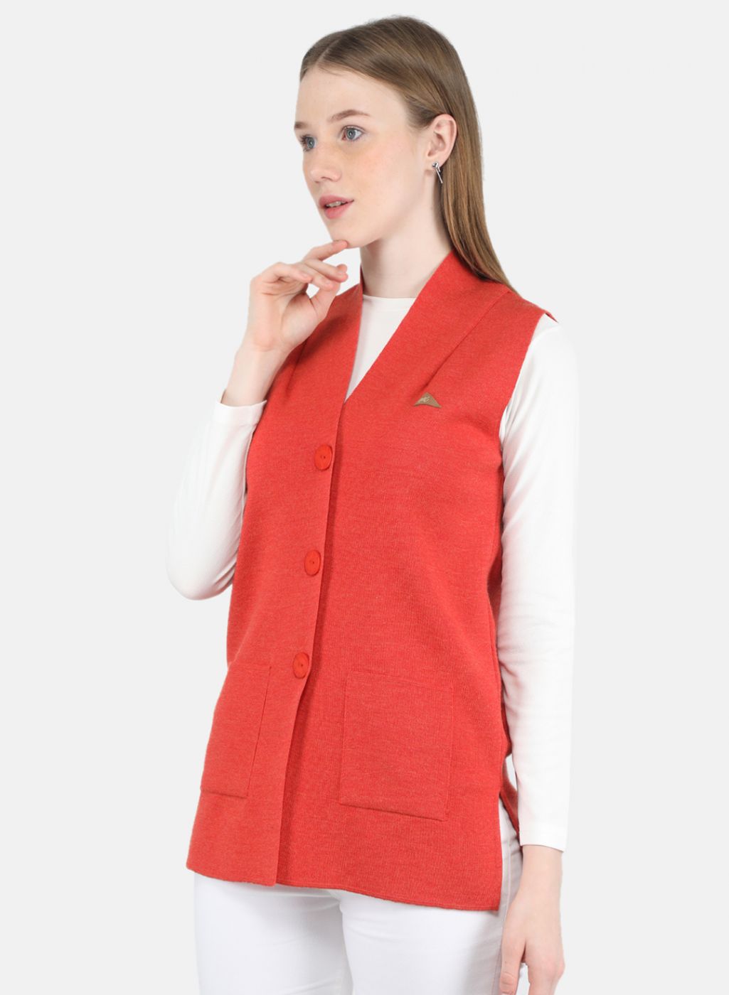 Women Orange Solid Cardigan