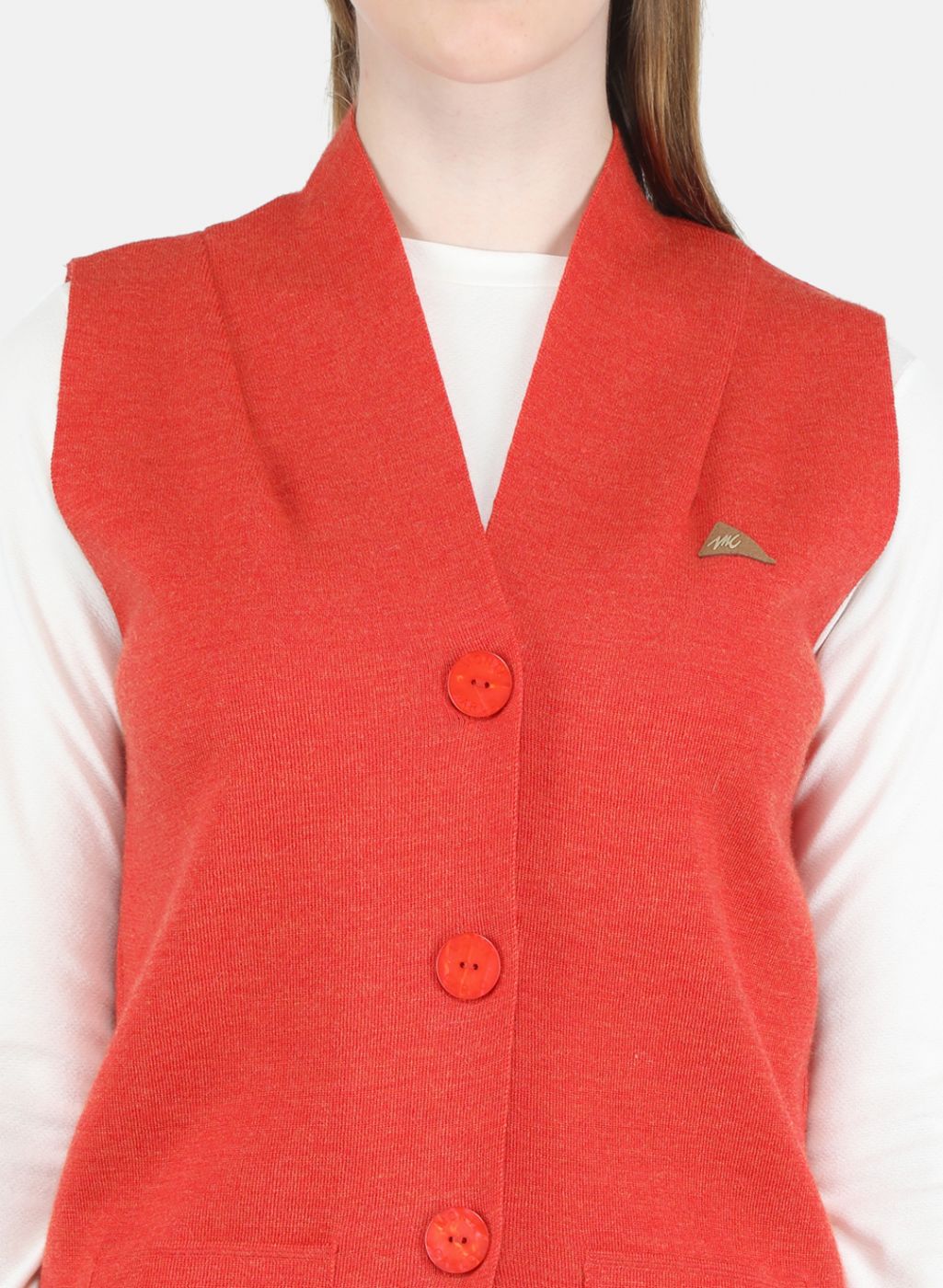 Women Orange Solid Cardigan