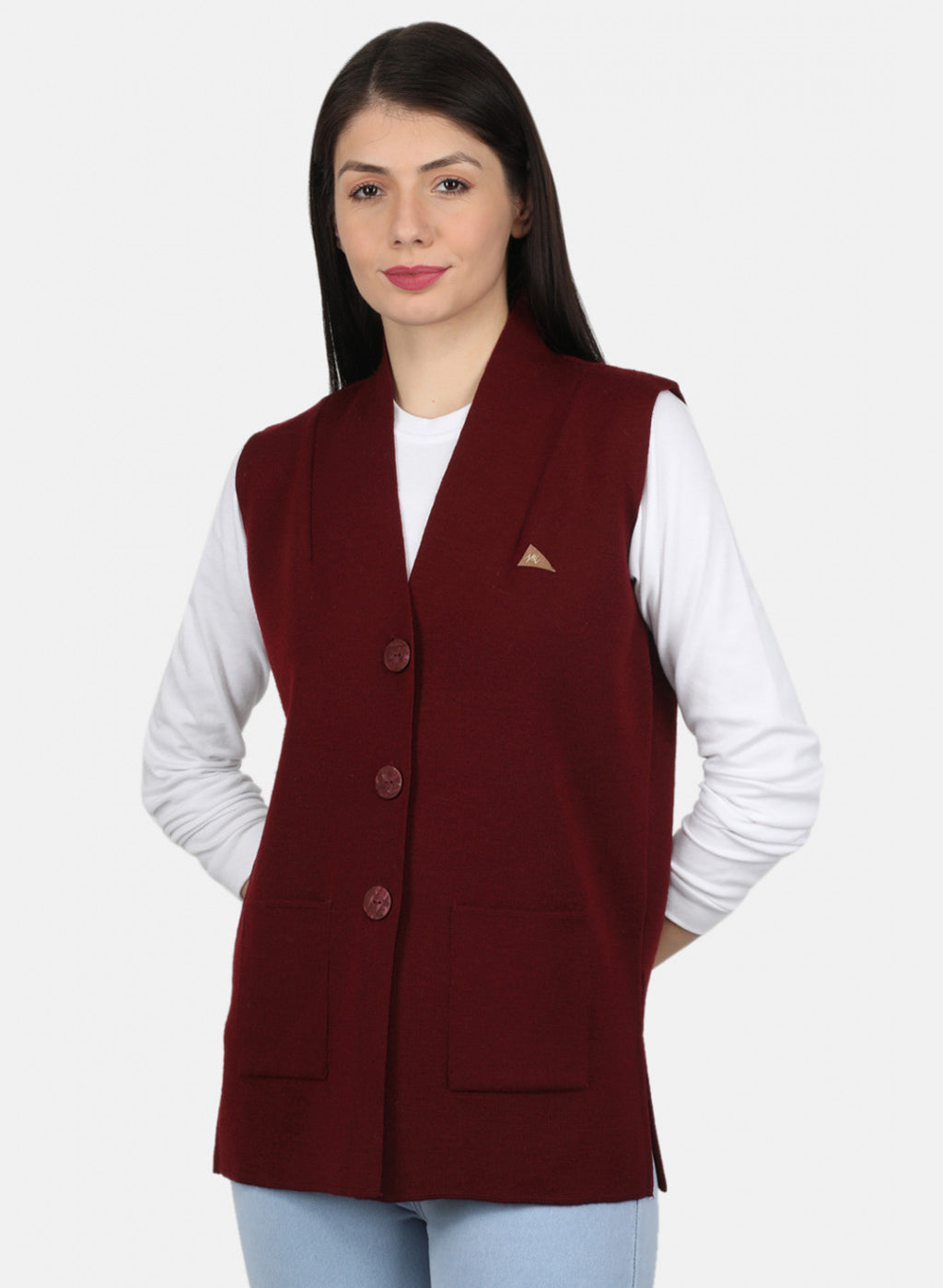 Women Dark Maroon Solid Cardigan