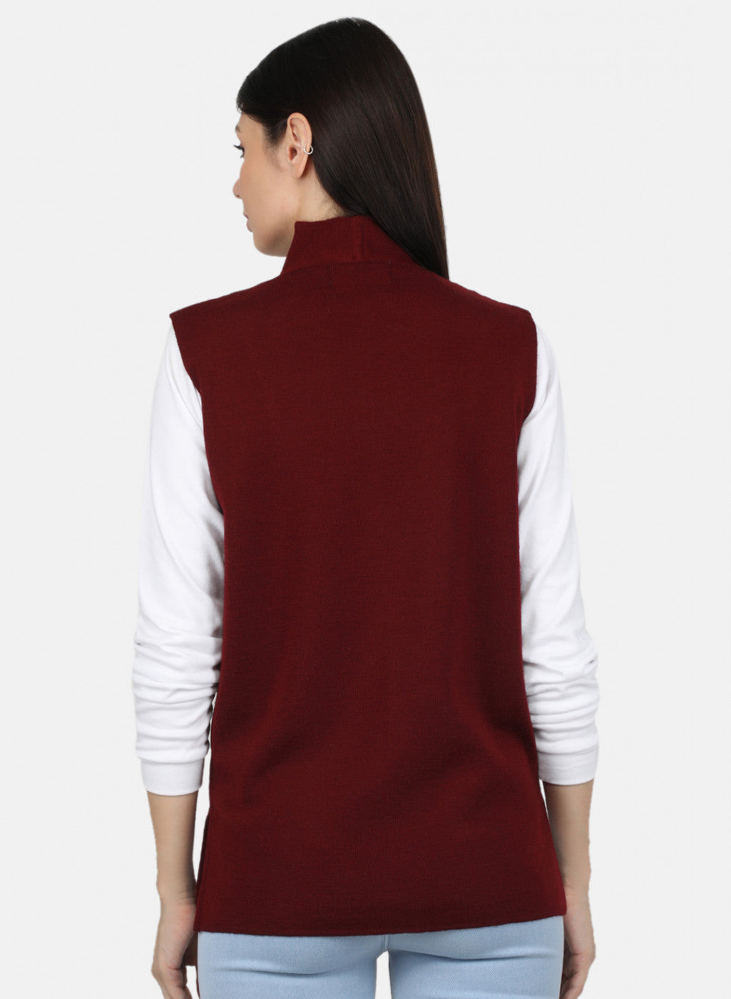 Women Dark Maroon Solid Cardigan