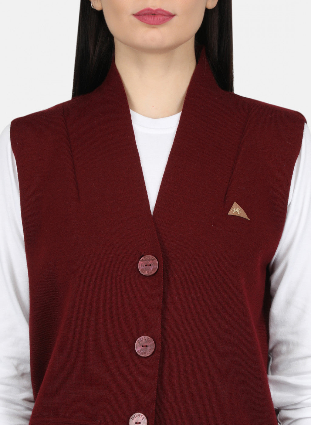 Women Dark Maroon Solid Cardigan