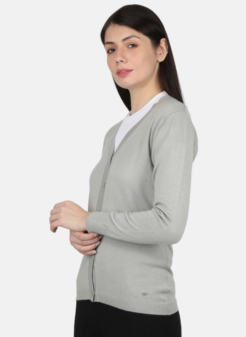 Women Grey Solid Cardigan
